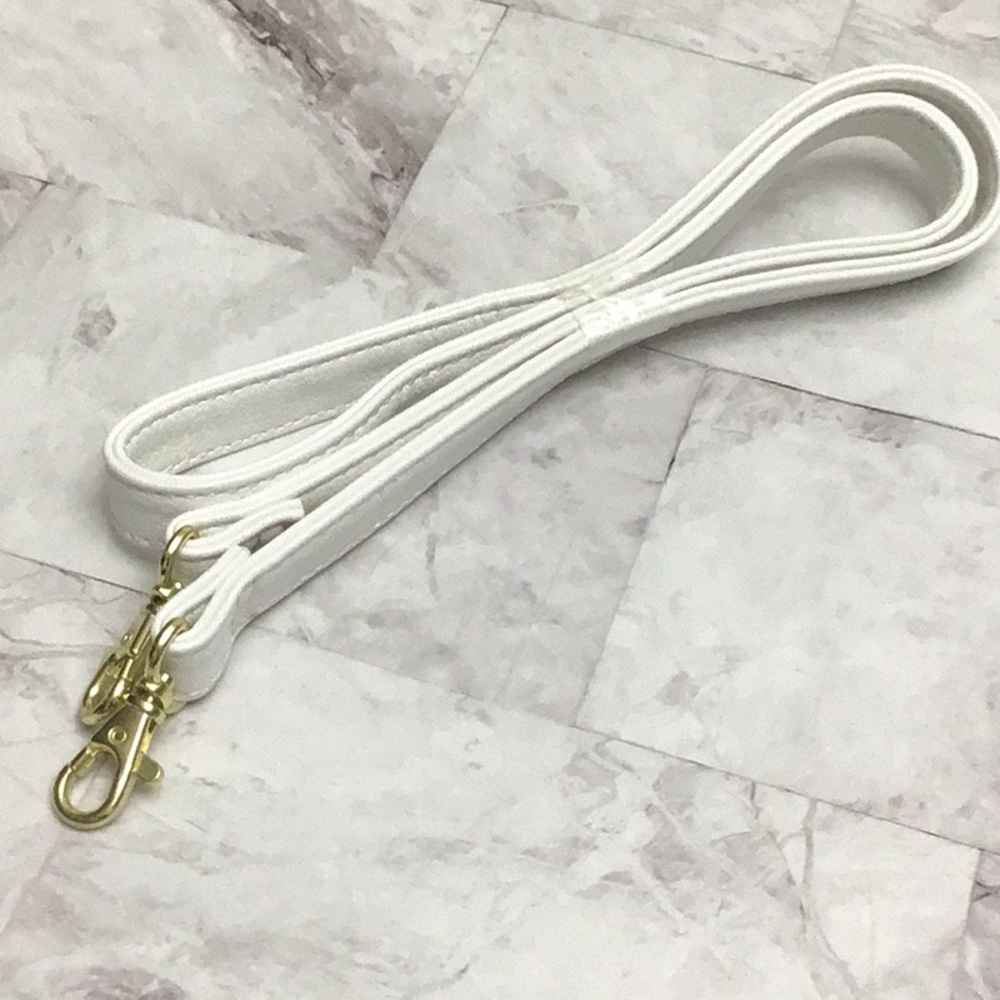 White faux leather bag handle. Replacement purse handle